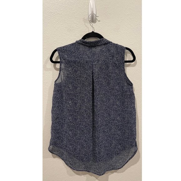 H&M Navy Blue White Dots Sheer Sleeveless Blouse - Picture 3 of 3